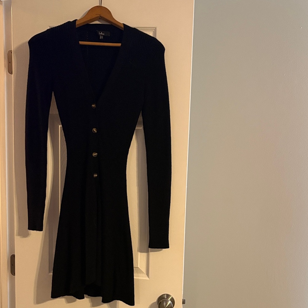 Lulu's Black Long Sleeve Dress with Buttons